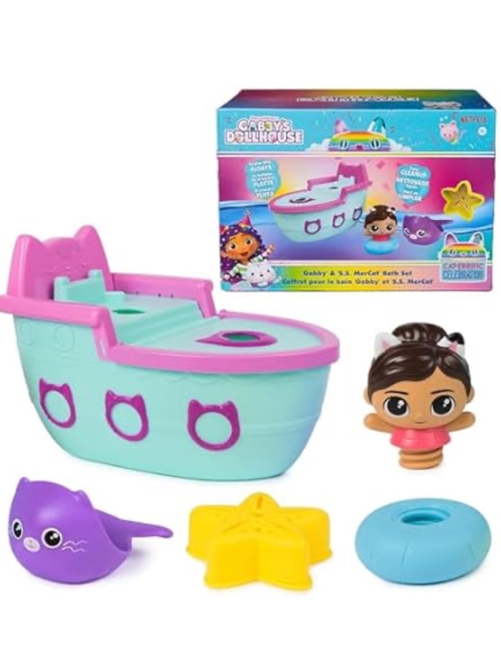 S.S. MerCat Bath Toy Set - Pink & Aqua